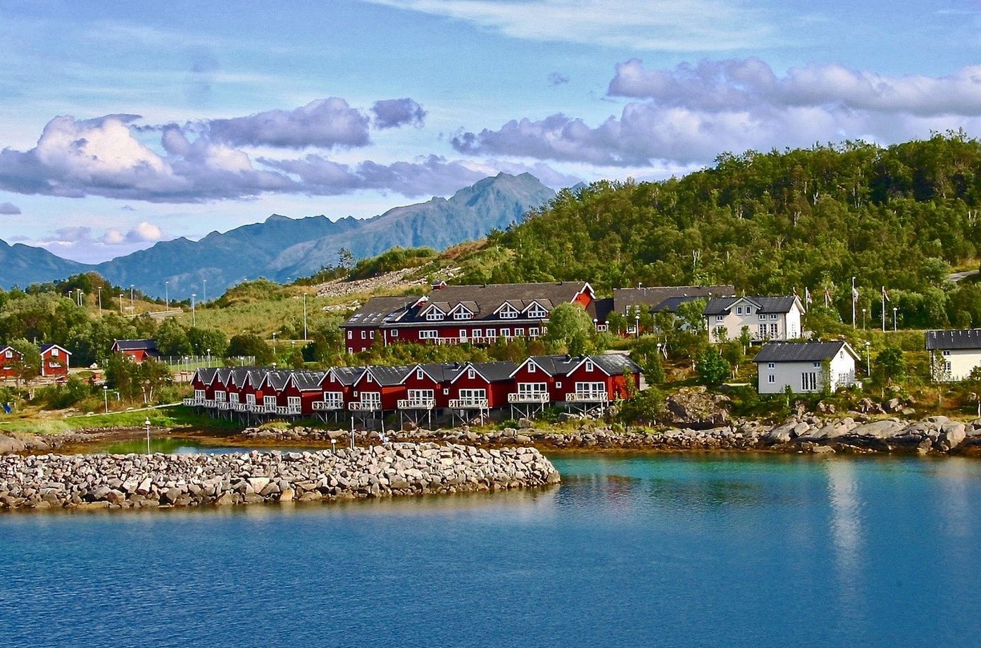 Red houses on the beach
